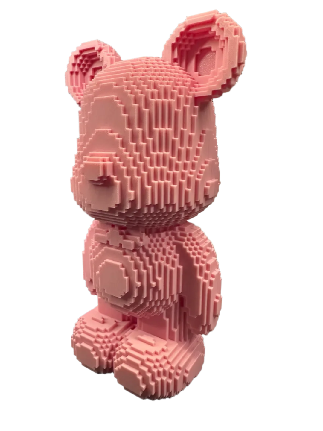 Unique Pink Pixelated Bear Figurine