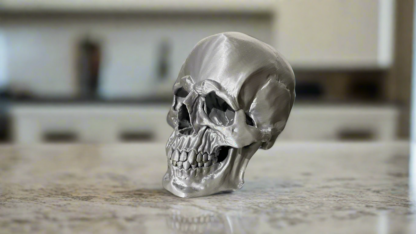"Unique Silver Skull Sculpture - Gothic Home Decor"