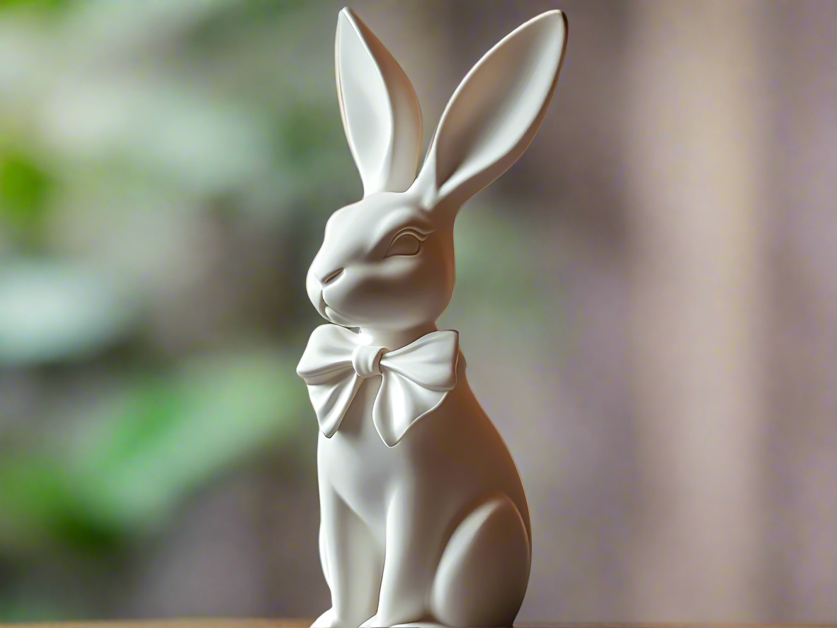 Rustic Bunny with Ribbon