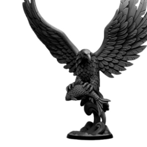 Majestic Eagle Capturing Fish Art Sculpture