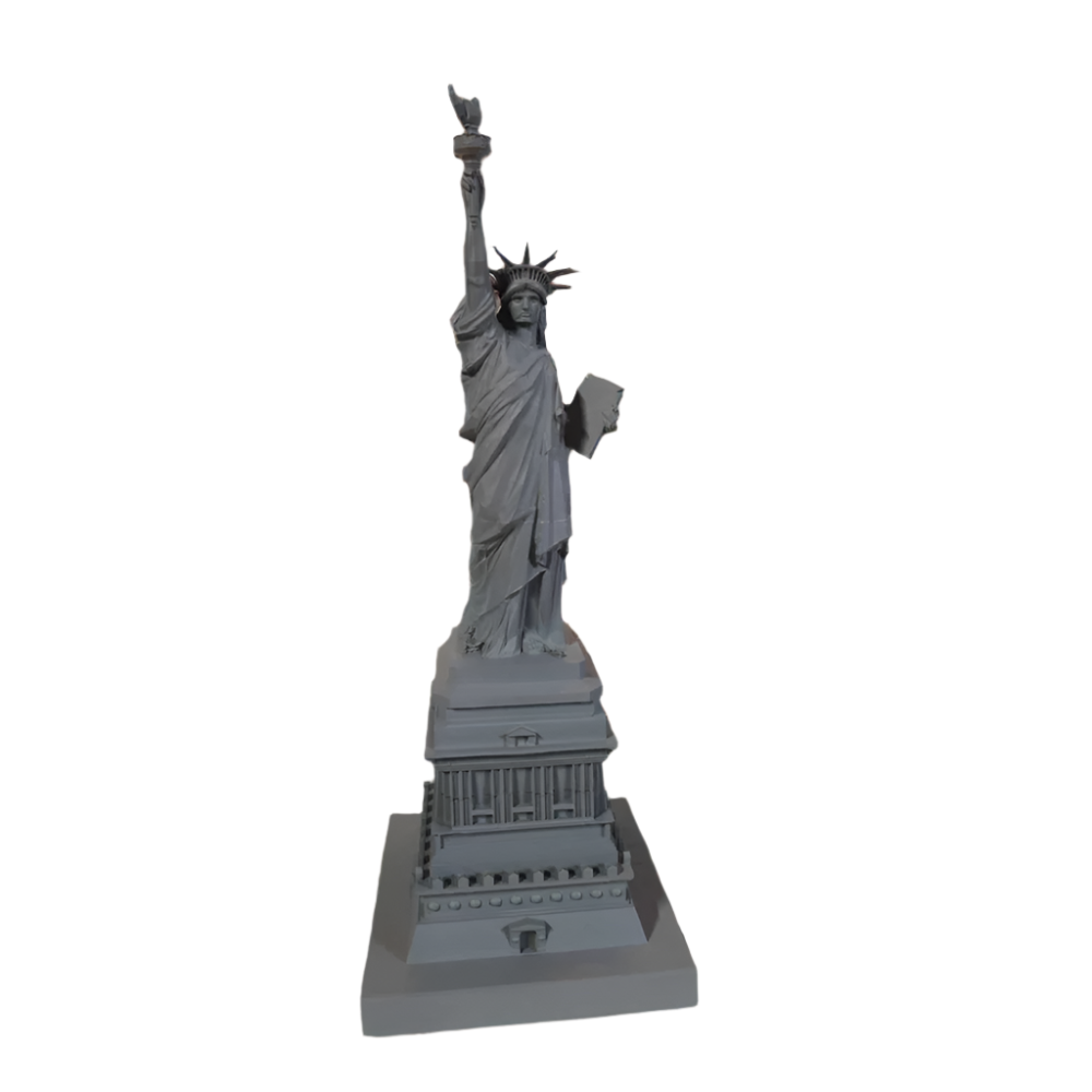 Grey Statue of Liberty Figurine: Iconic Landmark Decor
