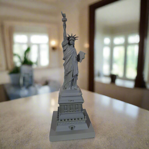 Grey Statue of Liberty Figurine: Iconic Landmark Decor
