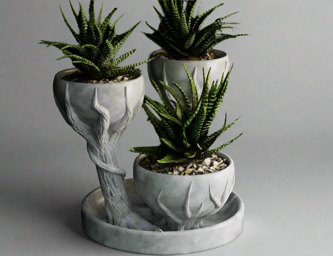 Three Cups Flower Pot – Unique Multi-Planter 3D Printed Decorative Vase