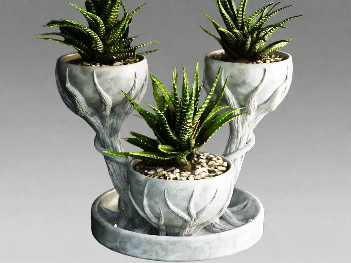 Three Cups Flower Pot – Unique Multi-Planter 3D Printed Decorative Vase