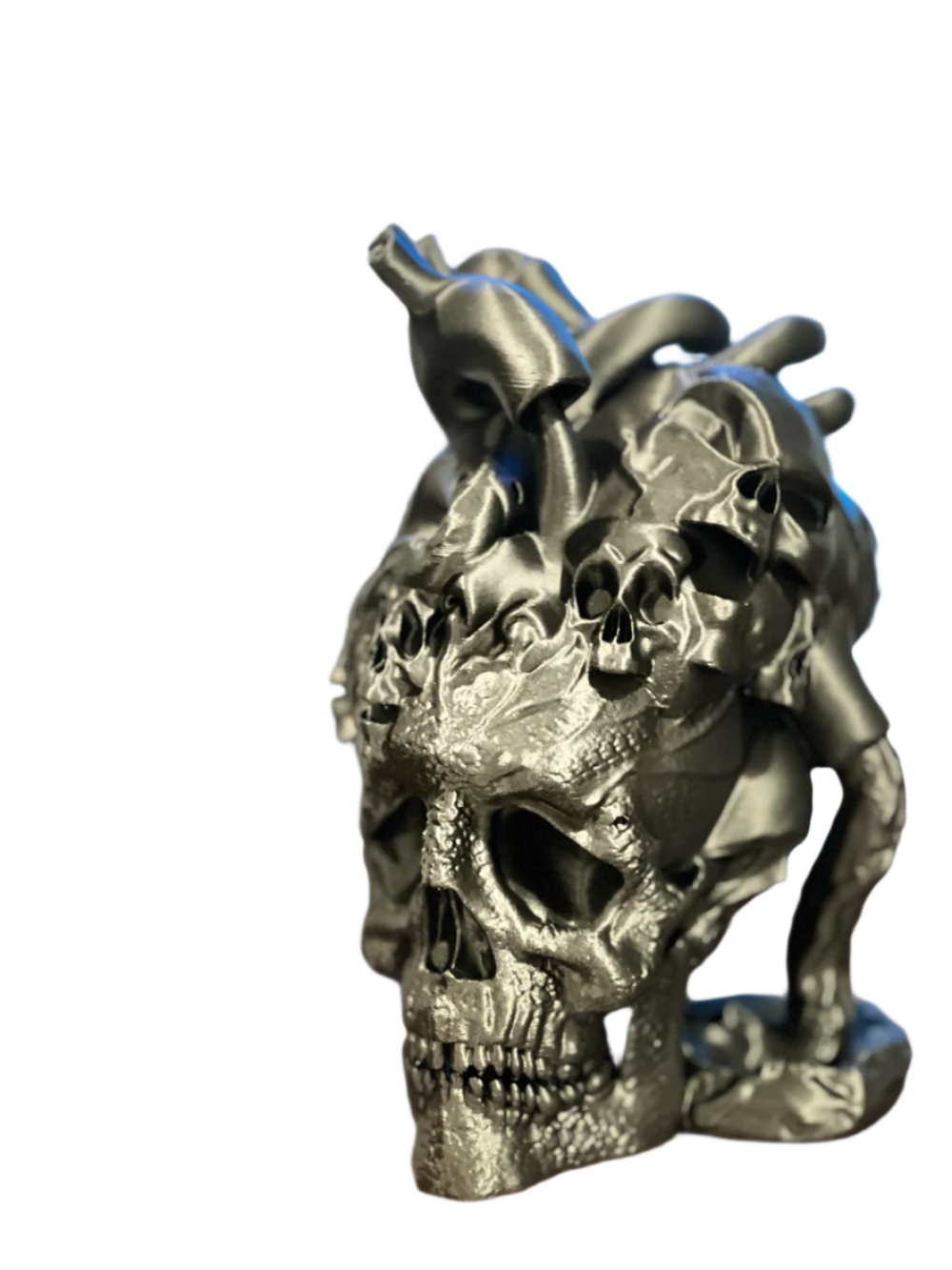Trapped Souls Heart and Skull Figurine: Unique Horror Art Black