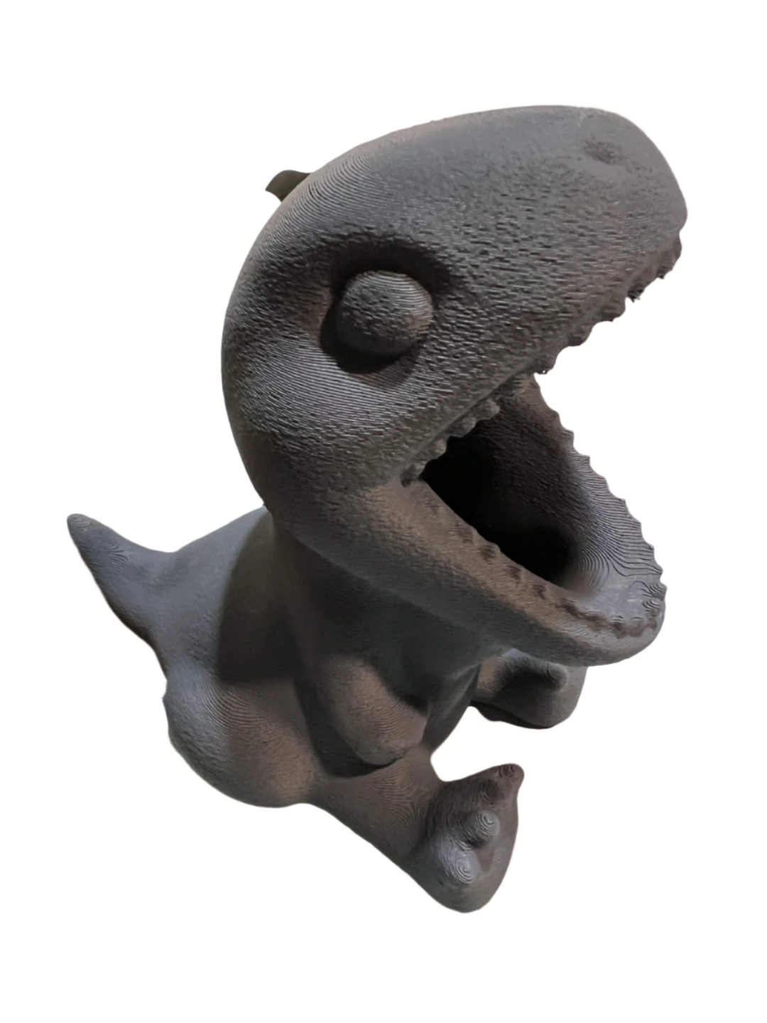 Grey Cartoon T-Rex Pencil Holder: Cute Desk Organizer