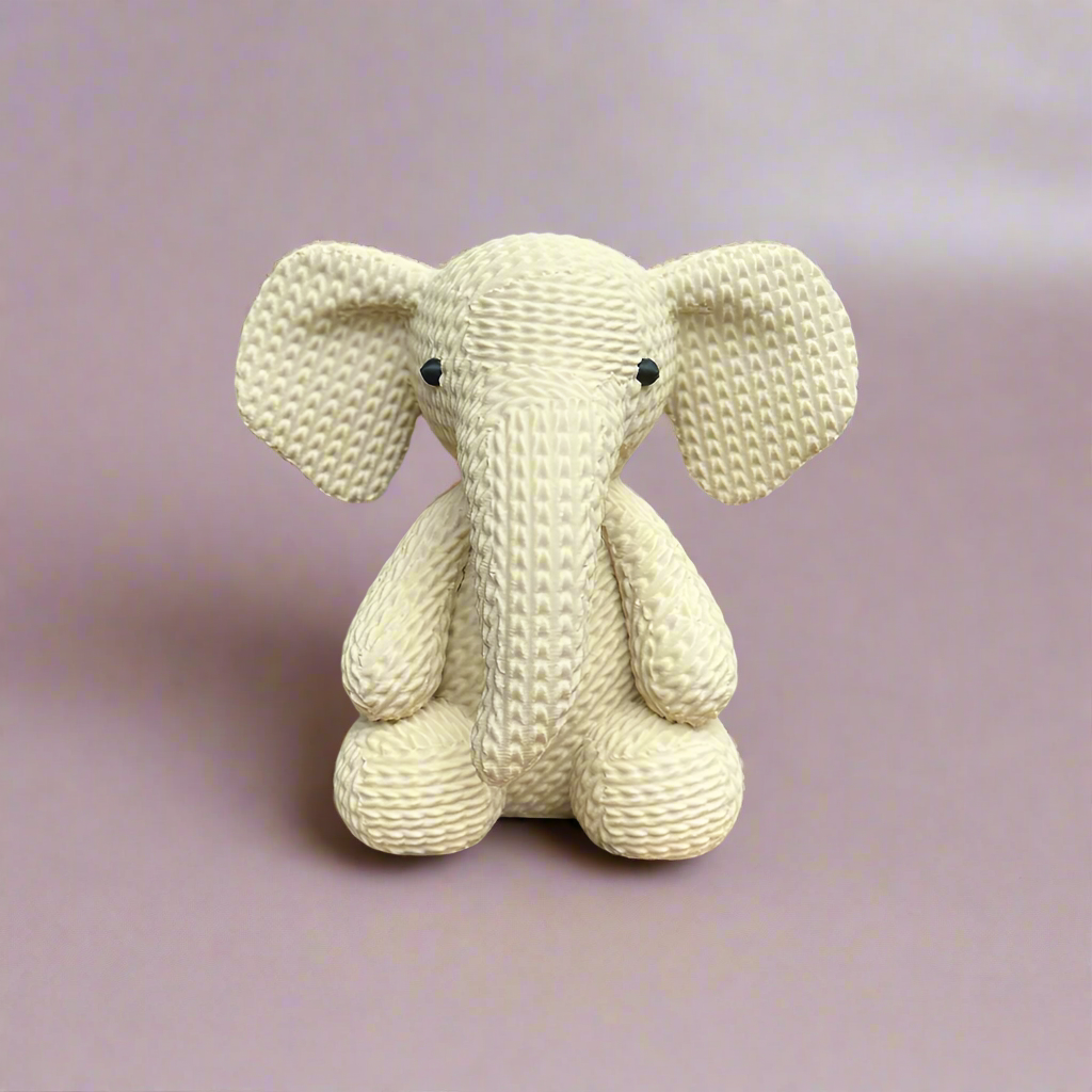 Cute White Knitted Elephant Figurine: Charming Home Decor