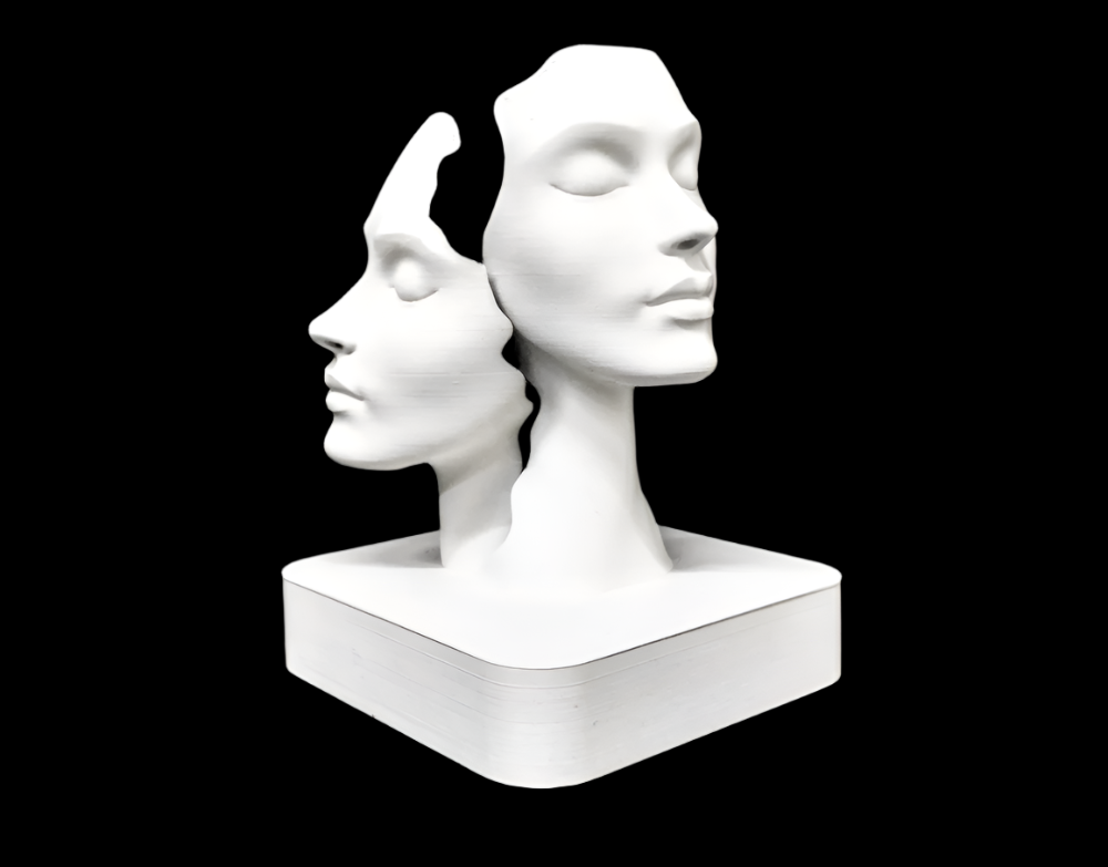 Duality Faces White Sculpture: Abstract Human Form Art