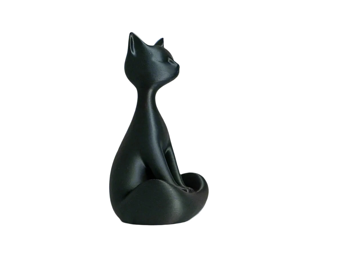 Sleek Black Cat Sculpture