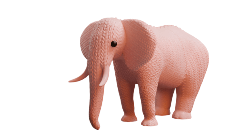 Realistic Knitted Elephant