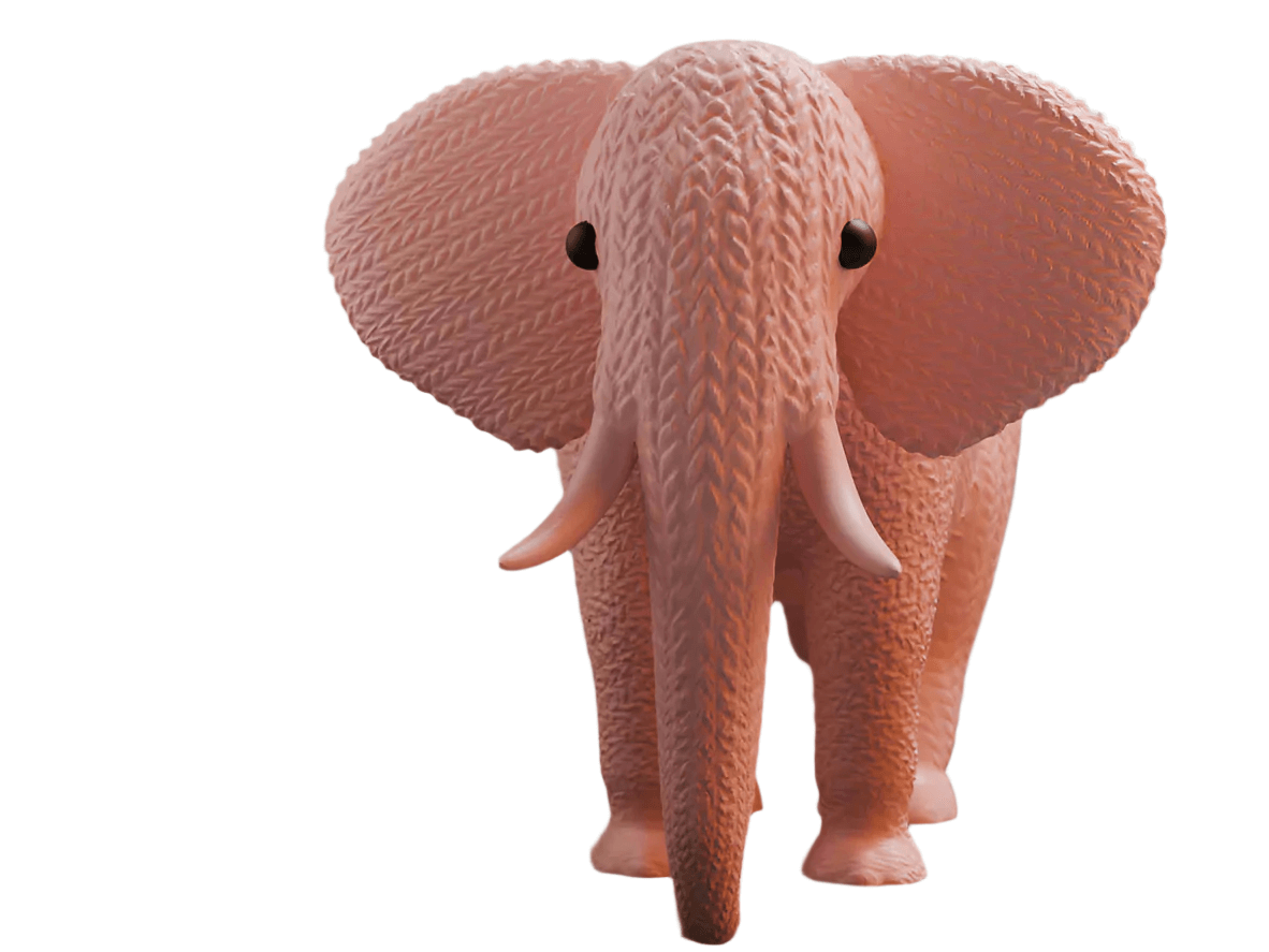 Realistic Knitted Elephant