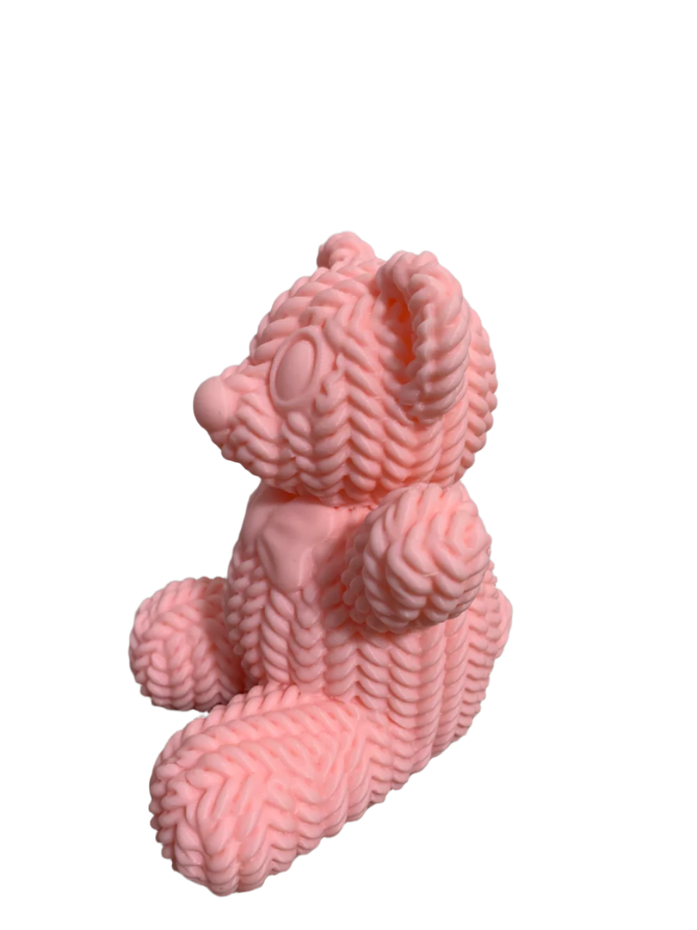 3D Printed Knitted Teddy Bear Figurine PINK