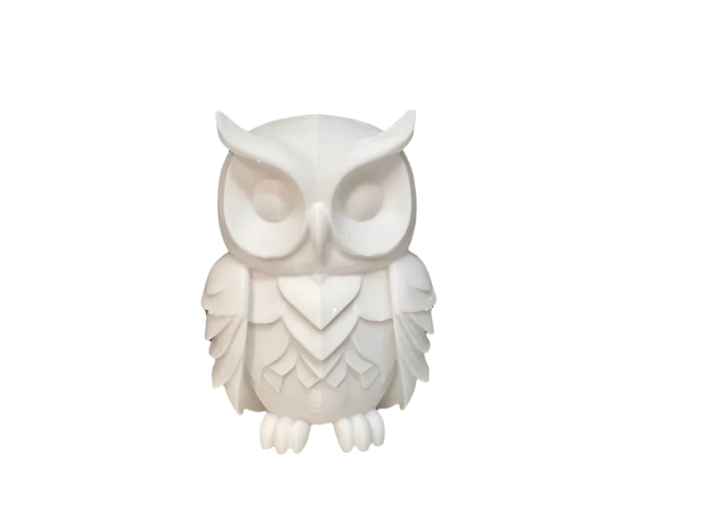 Abstract White Owl Statue: Unique Shelf Accent