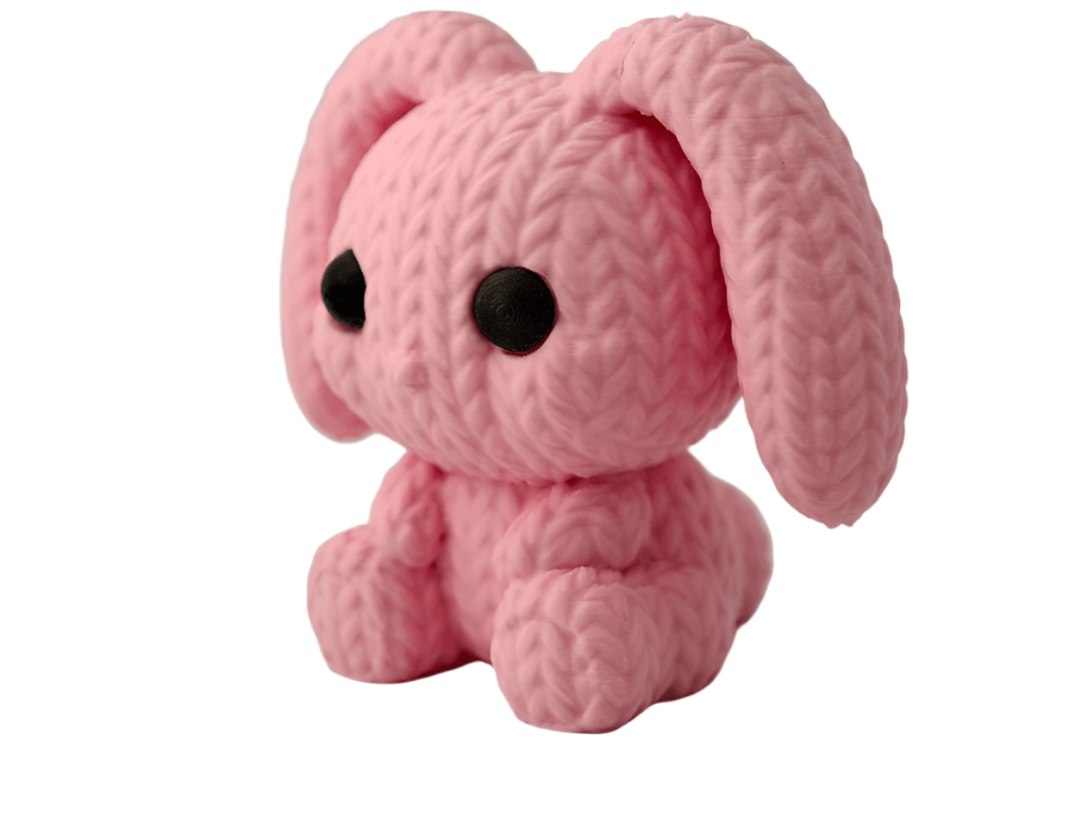 Knitted Bunny Figurine: Cute Pink Decor