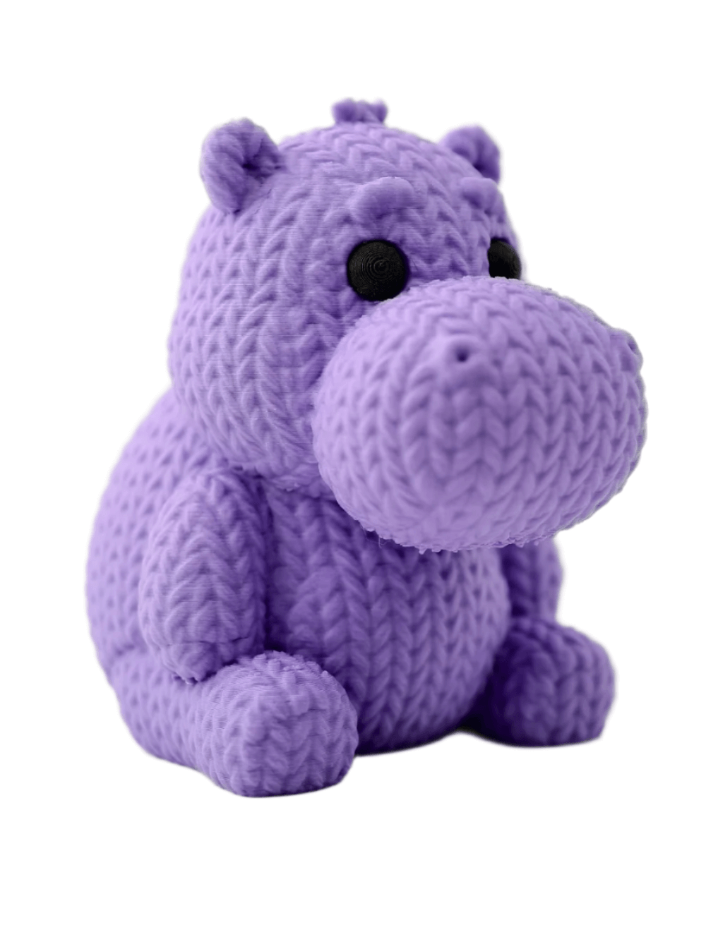 Knitted Hippo Figurine: Cute Purple Decor