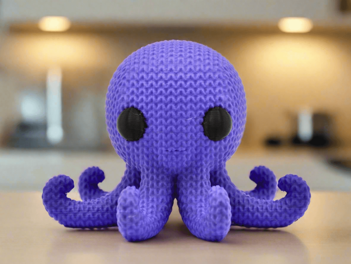 Knitted Octopus Figurine: Cute Purple Desk Decor