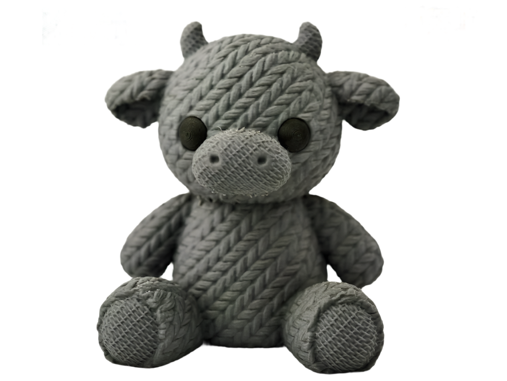 Knitted Cow Figurine -Gray Decor