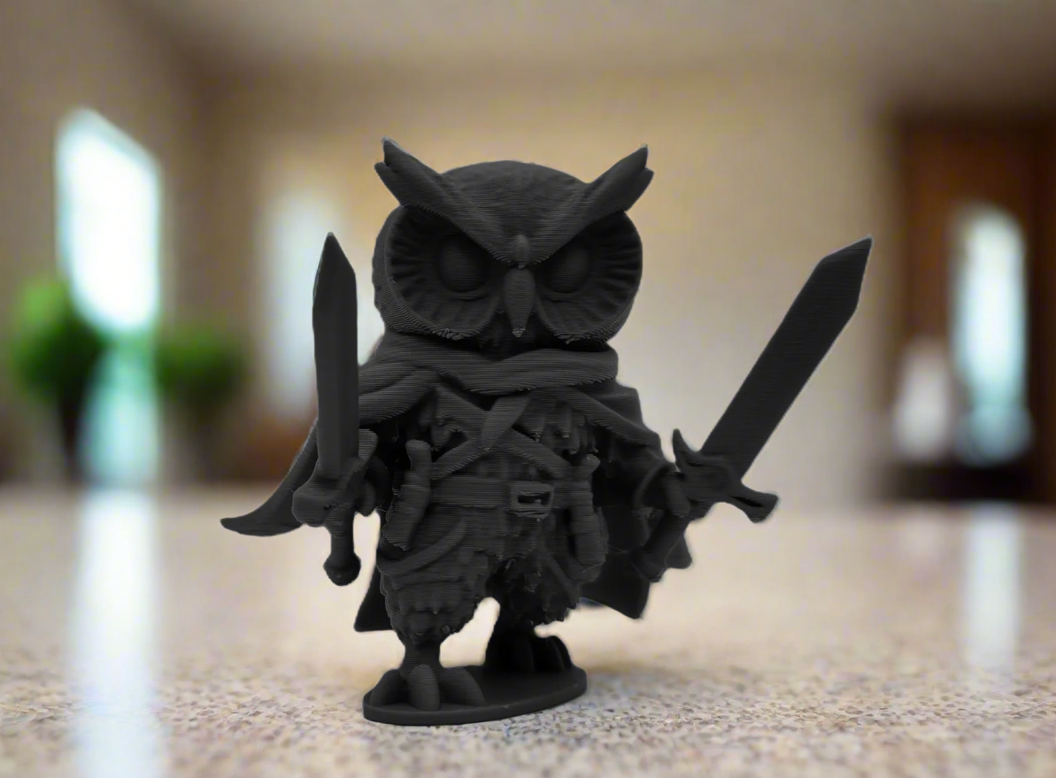The Swordsman Owl Figurine