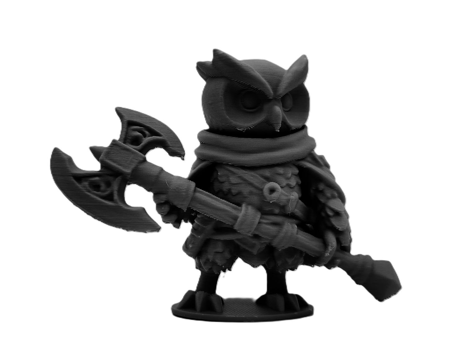 Battle-Ready Owl Champion with Axe Figurine