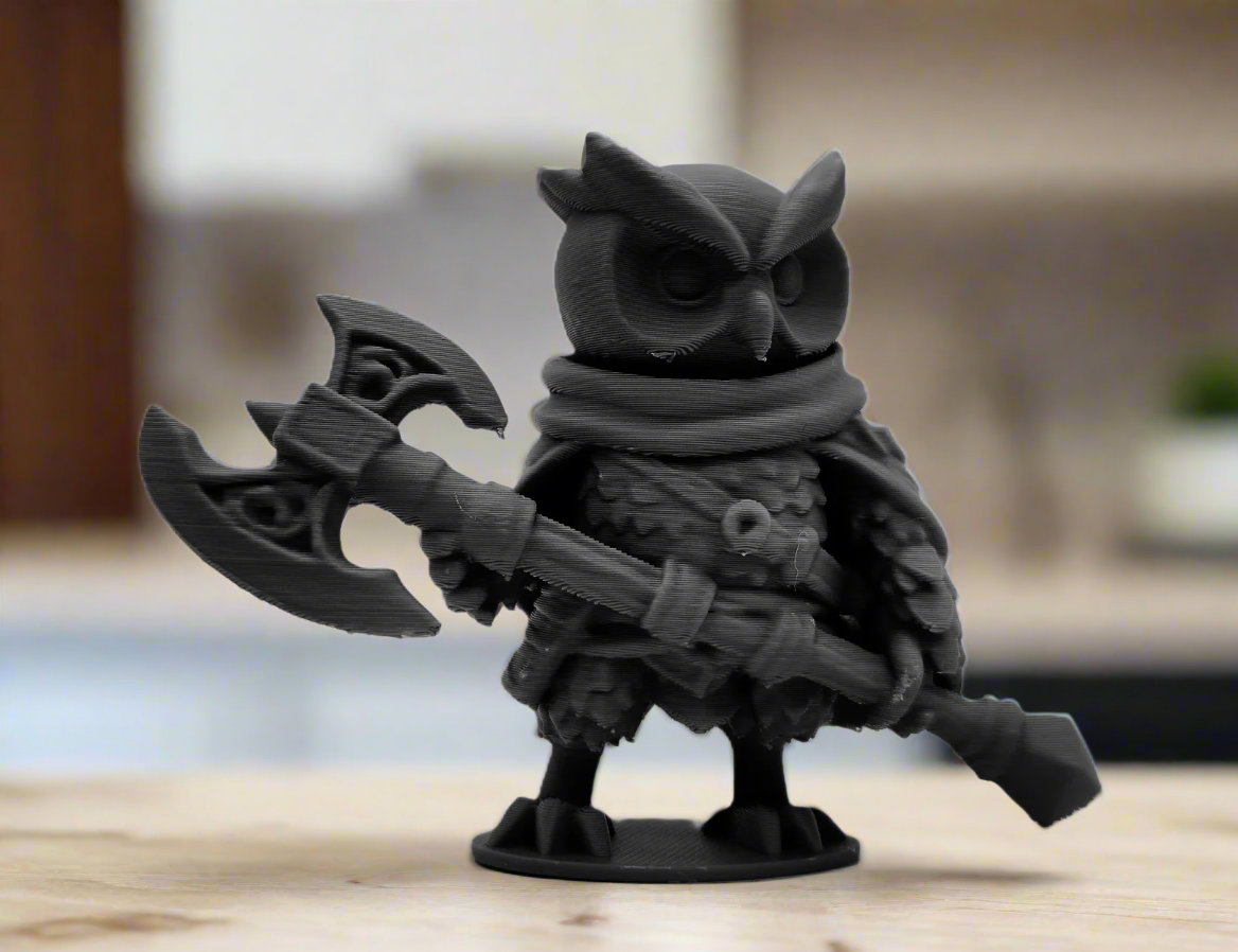 Battle-Ready Owl Champion with Axe Figurine