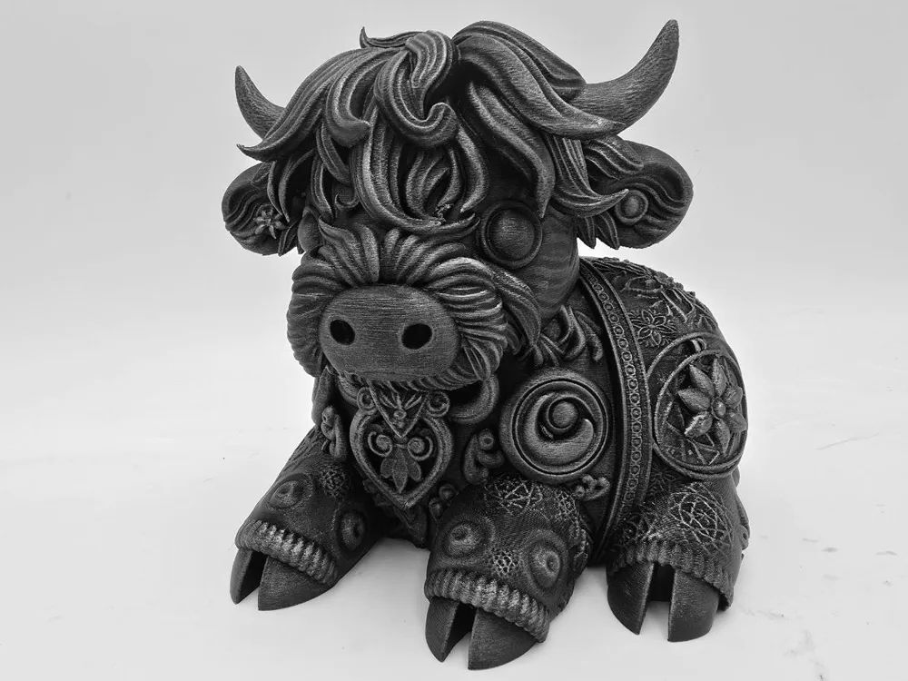 Grey Ornamental Cow Sculpture