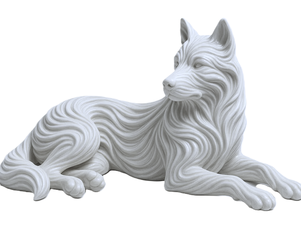 Lying White Wolf Statue: Unique Home Accent