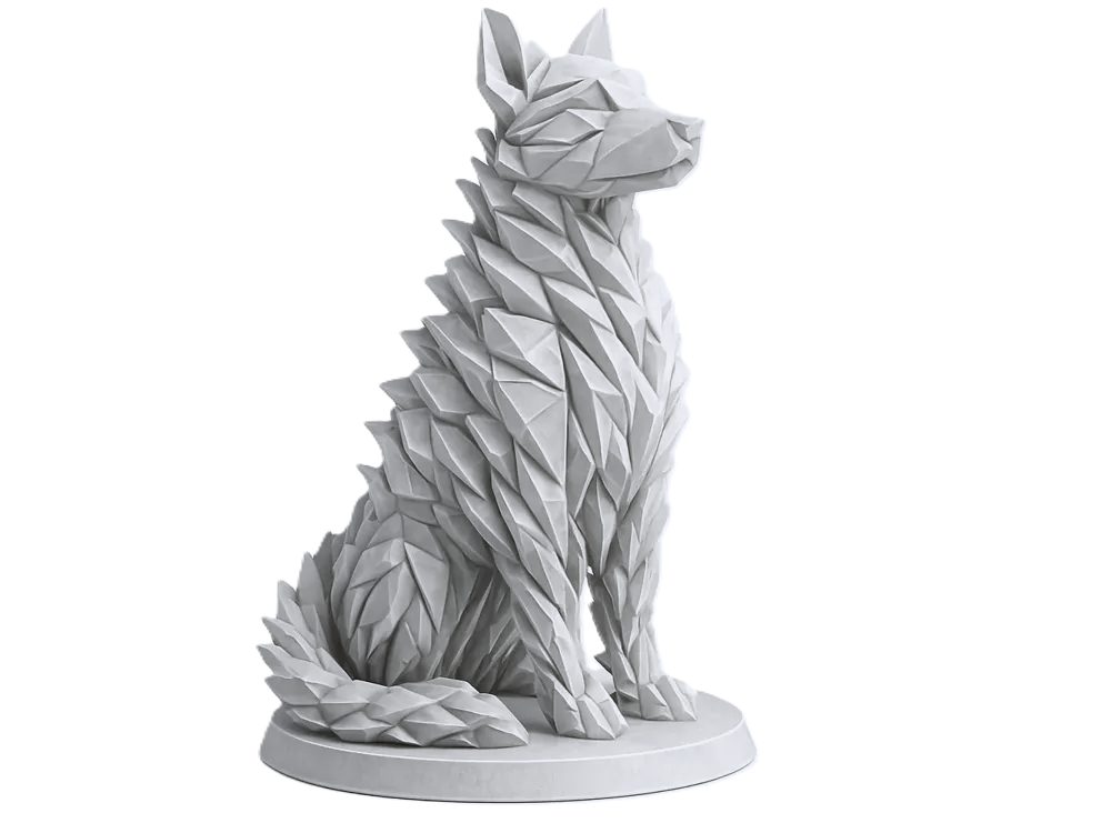 Stylish White Polygonal Wolf Sculpture