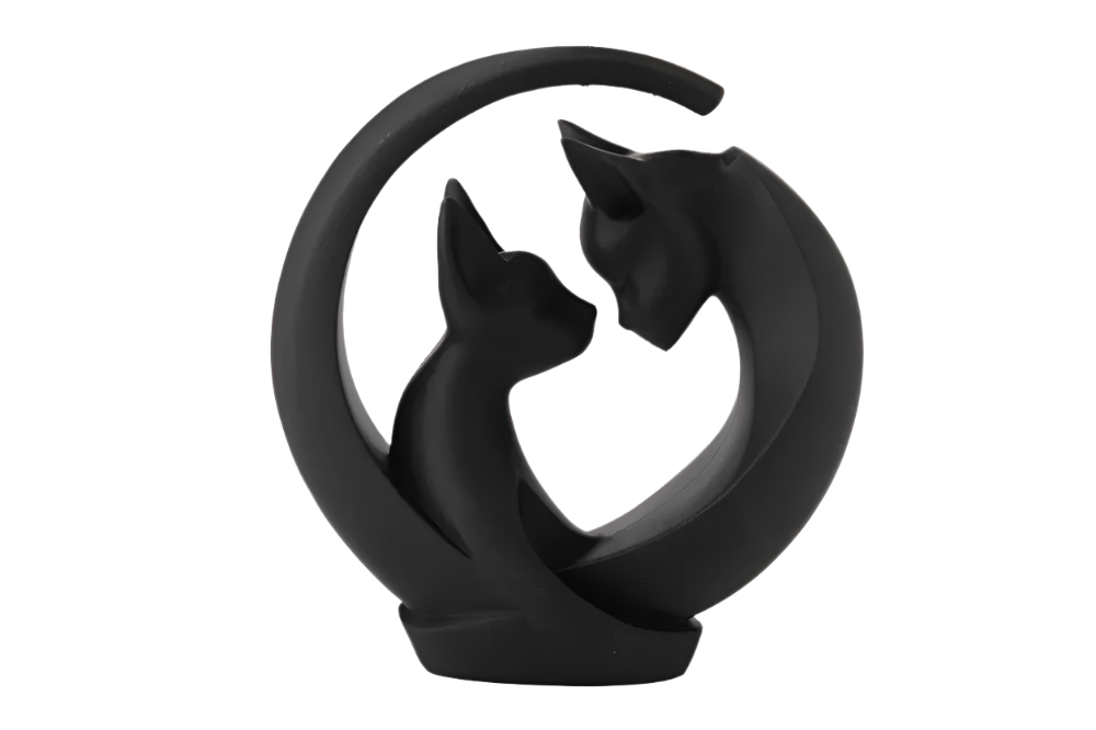 Moonlit Cat Embrace – Graceful 3D Sculpture