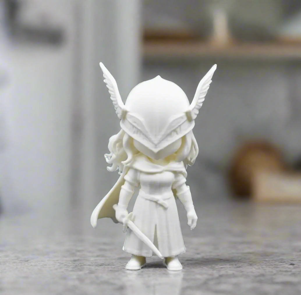 White Fantasy Warrior Statue: Modern Decor