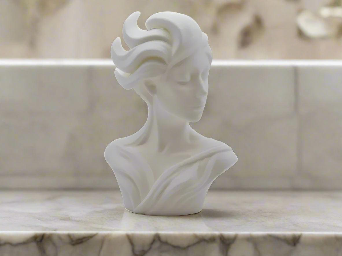 Whispers of Wind Modern Female Bust Sculpture – Elegant 3D Printed Decor