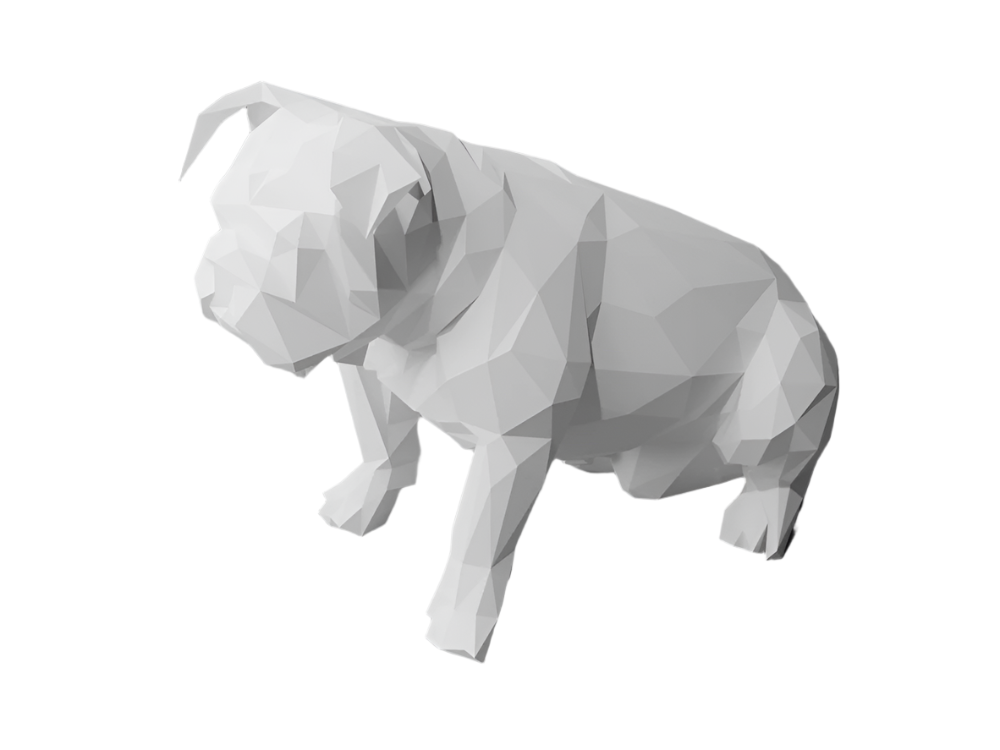 Low Poly Bulldog Sculpture