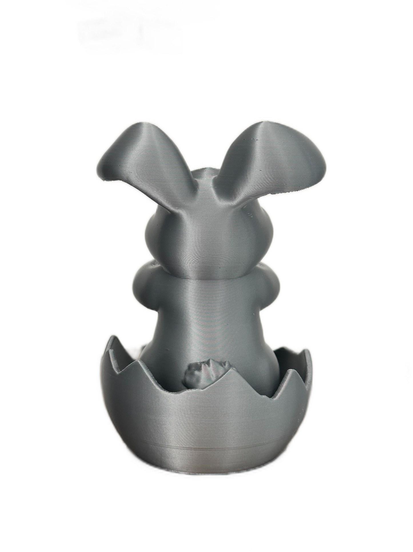 Charming Grey Bunny Statue in Cracked Egg