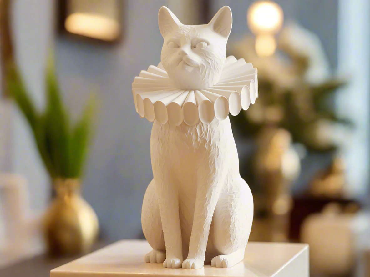 Ruff Cat Baroque Inspired Cat Figurine