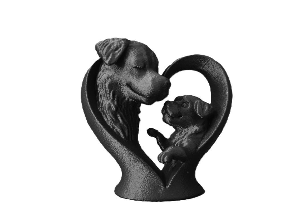 Dog Sculpture Mother With Puppy Heart Dog