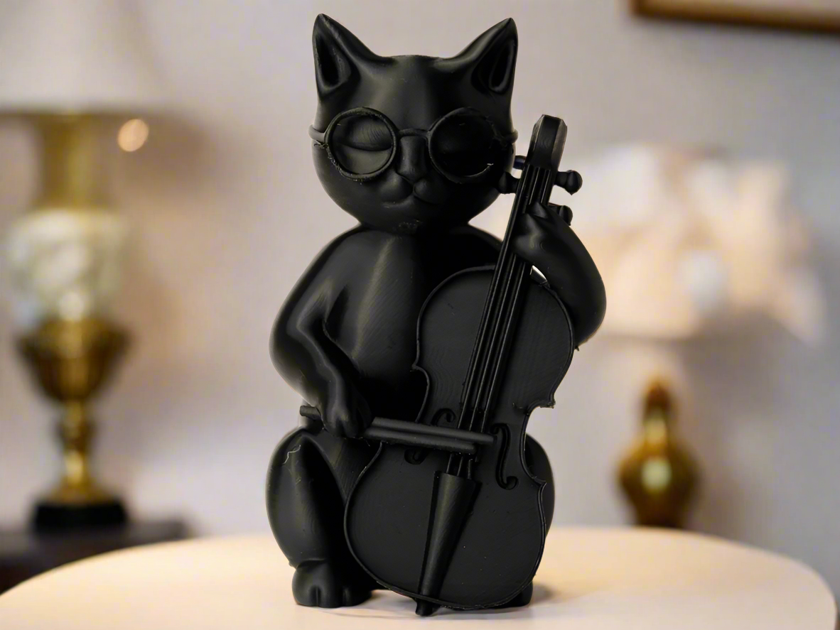 Musician Cat Figurine For Cozy Decor Cat Lovers