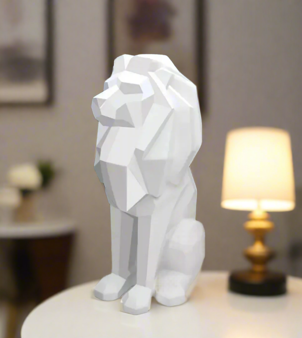 Modern Lion Sculpture Bold Home Accent