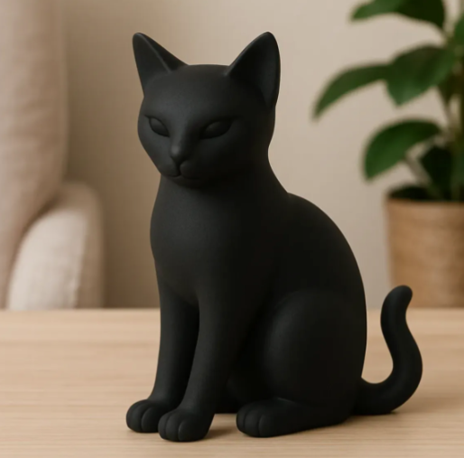Cat Statue Minimalist Black