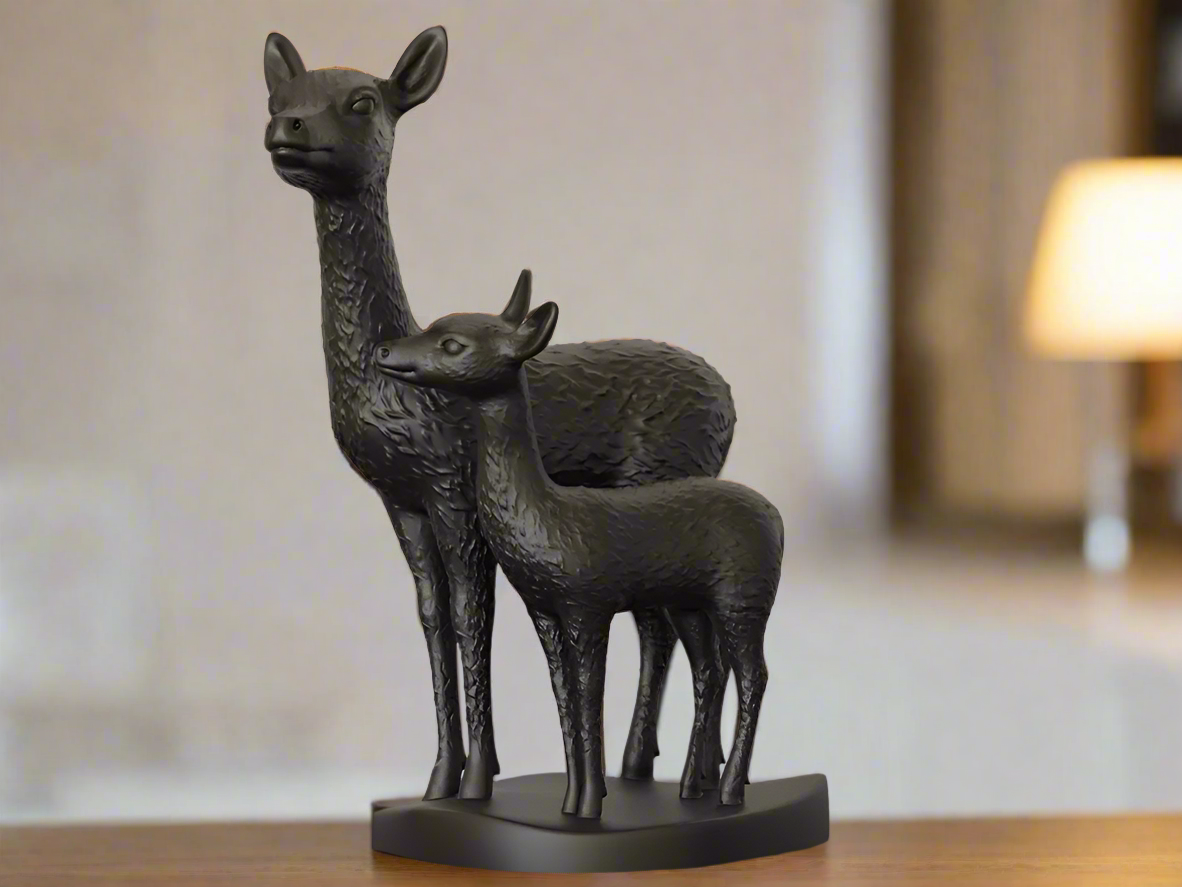 Gentle Deer Duo Charming Animal Sculpture
