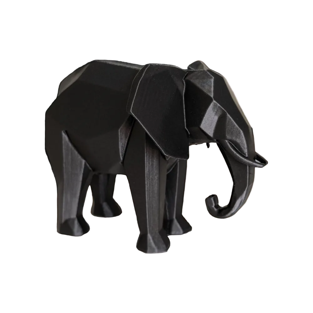Elegant Low Poly Elephant Sculpture — Modern Minimalist Home Accent