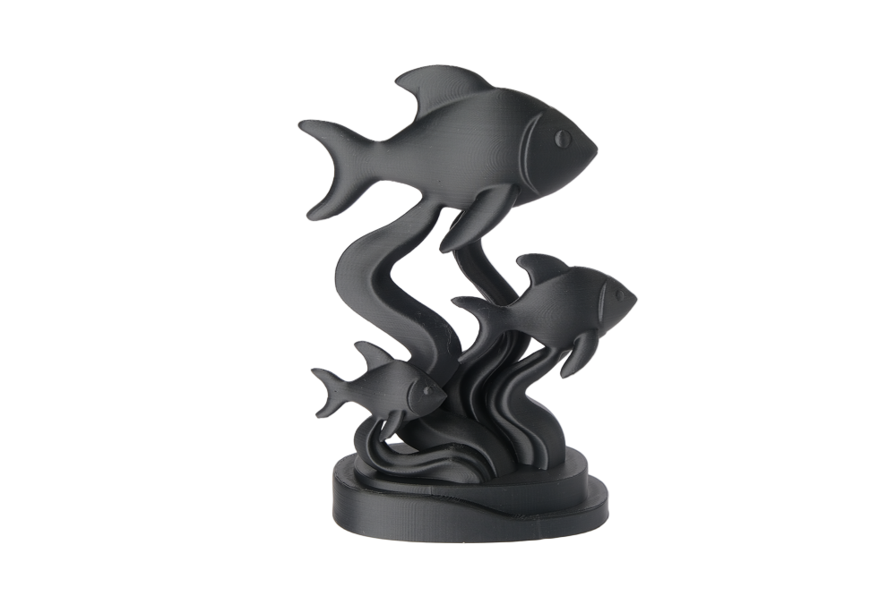 Graceful Fish Trio Sculpture – Underwater Elegance in Matte Black