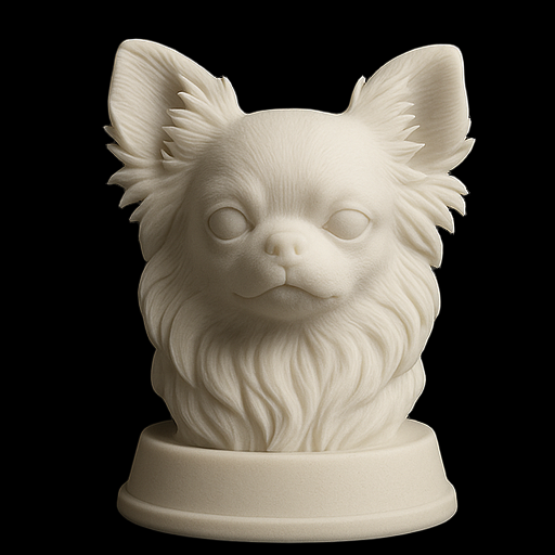 Long Haired Chihuahua Bust — Stylish Dog Portrait Sculpture