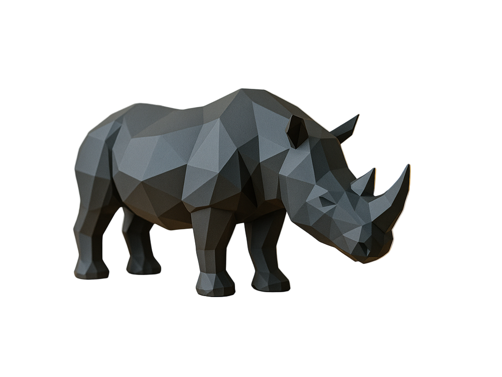 Low-Poly Rhinoceros Figurine – Modern Minimalist Sculpture