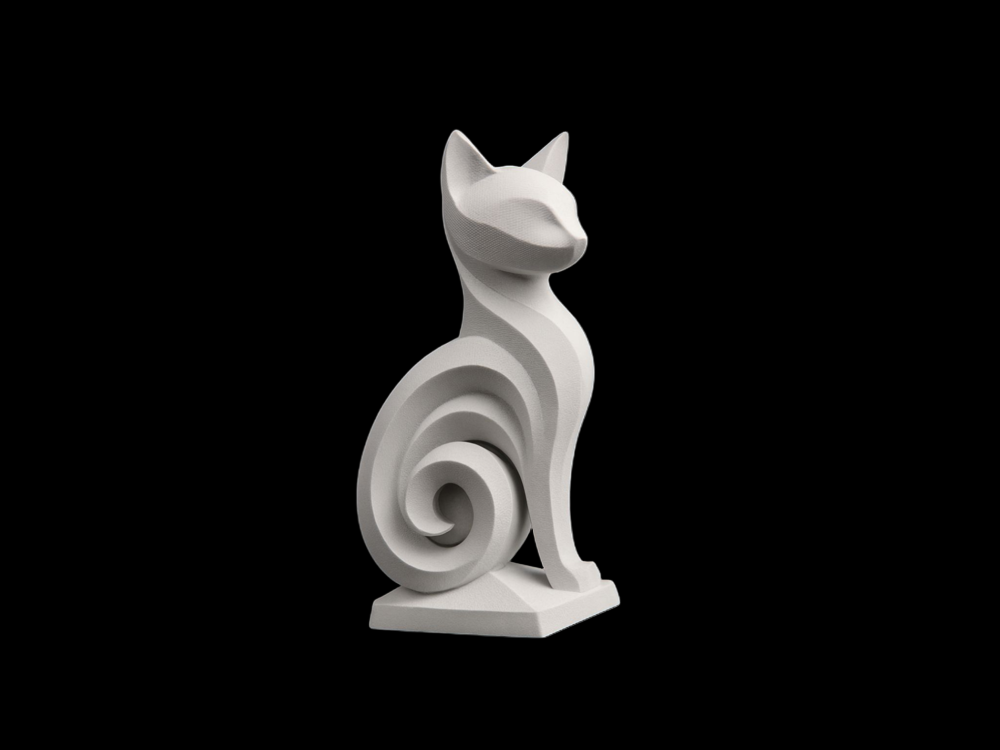 Spiraled Cat Figurine – Artistic Modern Feline Sculpture