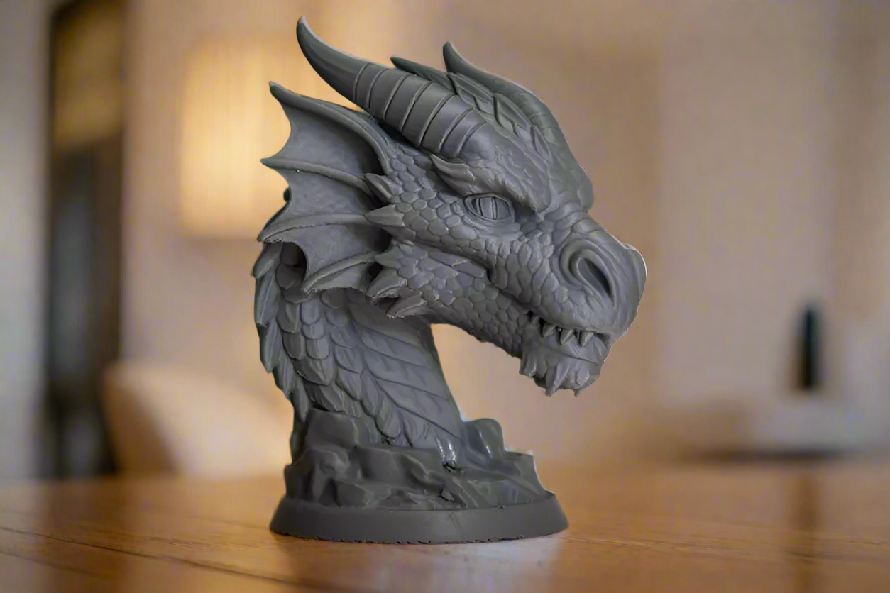 Obsidian Warden Dragon Bust