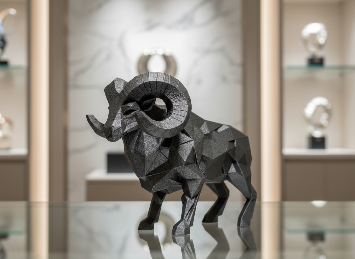 Geometric Ram Figurine – Bold Modern Animal Decor