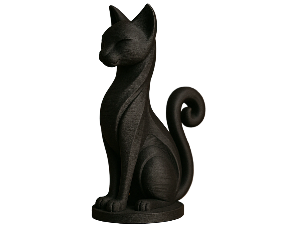 Elegant Black Cat Figurine – Minimalist Modern Home Decor