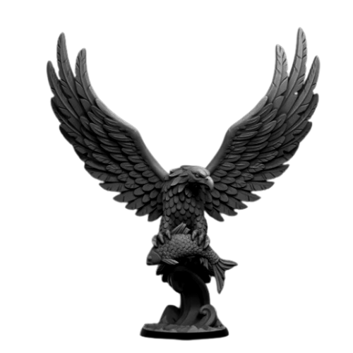 Majestic Eagle Capturing Fish Art Sculpture