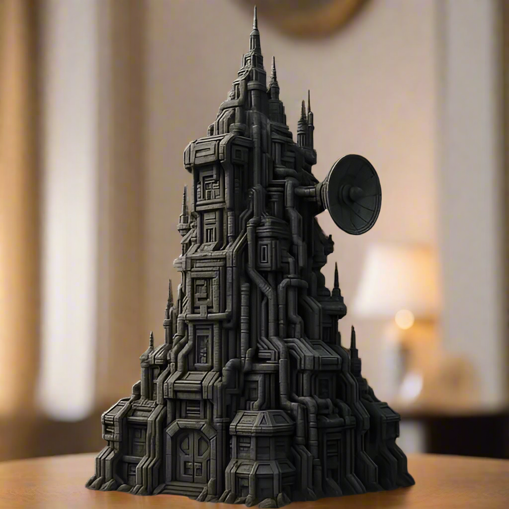 Futuristic Tower Ruins Decor Accent