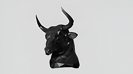 Bull - Bull Head Statue Sculpture, 3D Polygonal Design, Decor for Home, Office or Playroom 15L x 13B x 21 H in cm. - Celestial Crafts