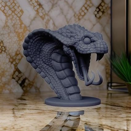 Majestic Cobra Snake Figurine - Exquisite 3D Printed Resin Decor - Celestial Crafts